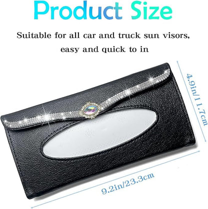 Bling Car Tissue Holder Rhinestones Visor for Auto Black Interior Accessories for Women - Image 6