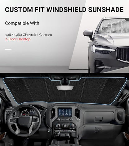 Pigenius Windshield Sun Shade for Chevrolet Camaro 1967-1969, 2-Door Hardtop, Custom Front Window Sunshade - AstraGuard - Image 2