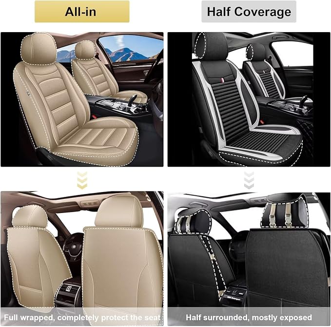 IKABEVEM Car Seat Covers fit for Subaru Crosstrek/XV Crosstrek 2016-2025 2026: Luxury Leather Automotive Front Seat Covers, Car Seat Protector(2PCS Front, Beige) - Image 5