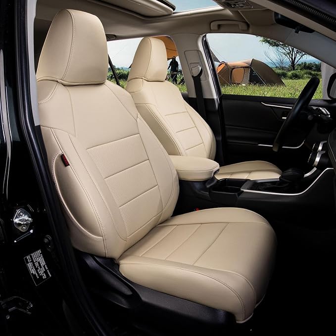 coverdream Full Set Leather Seat Covers for Toyota Corolla 2023-2026 LE Sedan(Not fit Hybrid),Airbag Compatible,Waterproof Car Seat Protector,Fit Like A Glove(Beige) by Coverdream