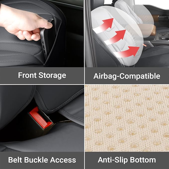 Coverland Premium Custom Fit Truck Car Seat Covers Full Set Seat Waterproof | Airbag Compatible Non-Slip Seat Cover for 2004-2007 Ford F250 F350 Super Duty Crew Cab [Dark Gray - Size Chart X77] - Image 6