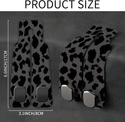 Car Seat Back Storage Headrest Hook, Premium Leather Double Metal Hook, Hanger Storage Organizer for Purse Cloth Bag, Car Interior Accessories Luxury Black Leopard - Image 5