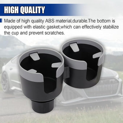 Car Double Cup Holder Extender, Multifunctional 2-in-1 Auto Drink Holder Insert with Adjustable Base, Portable Cup Holders Adapter, Universal Car Beverage Organizer for Bottle, Snack (Grey) - Image 3