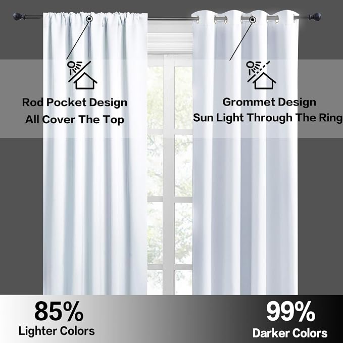 RYB HOME Short Privacy Curtains 30 inch Long for Bathroom Window | Thermal Insulated,Heat Blocking,Rod Pocket,Half Window Curtain Tiers for Nursery Bedroom,W42 x L30,Greyish White,2 Panels - Image 6