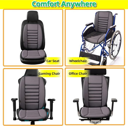 kingphenix Car Seat Cushion with Back Support Pillow, Memory Foam, Grey | Memory Foam Car Cushion for Long Driving, Truck, Office Chair, Tailbone and Lower Back Support - Image 5