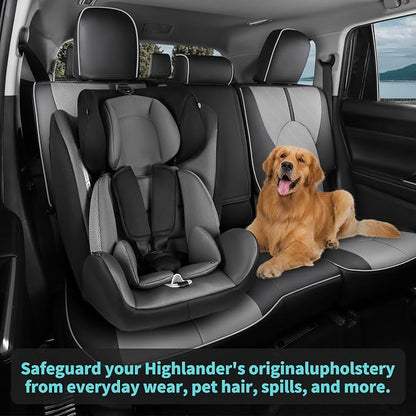 Custom Seat Covers for Toyota Highlander 2020-2024 8 Seats | black grey,faux leather, 2nd row 40/60 split bench, waterproof, breathable, airbag compatible, stain resistant - Image 3