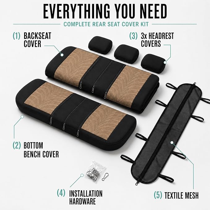 FH Group Rear Set Travel Master Car Seat Covers - Universal Fit, Split Bench Rear Seat, Washable, for SUV, Sedan, Beige - Image 6