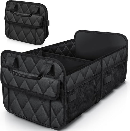 HOTOR Trunk Organizer for SUV – Foldable Car Organizers and Storage | 2 Compartments, Large Capacity Car Trunk Organizer Car Accessories for Truck Sedan, Black, 21.7" x 12.8" x 11.0" by HOTOR