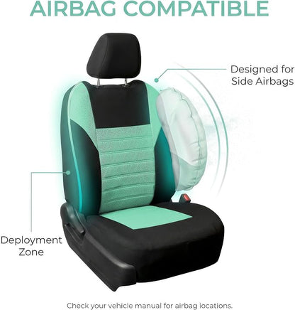 FH Group Automotive Car Seat Covers Full Set Premium 3D Air Mesh Front Seat Covers, Airbag Compatible & Split Bench Cover Universal Fit Interior Accessories for Cars Trucks and SUVs - Mint - Image 5