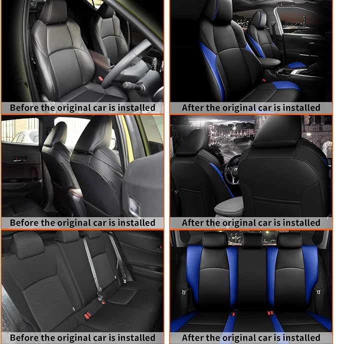 Custom Fit Seat Covers for Toyota C-HR 2018-2022 Black & Blue | CHR Seat Covers Premium Faux Leather Breathable Compatible Airbag Scratch Resistant 1:1 Customized Seat Cushion Protectors - Image 7