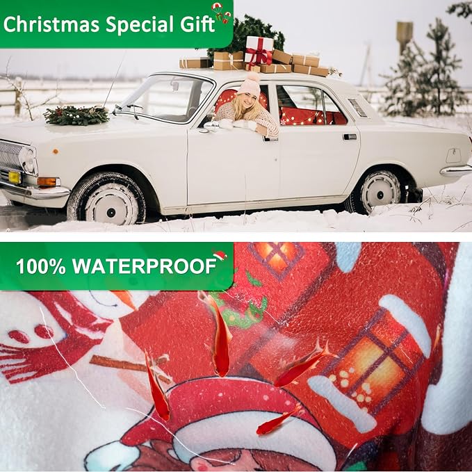Waterproof Sweating Car Seat Cover for Post Gym Workout, Running, Swimming, Beach and Hiking, Universal Fit Non-Slip Bucket Seat Protector for Cars SUV Trucks, Machine Washable (1pcs-Xmas) - Image 3
