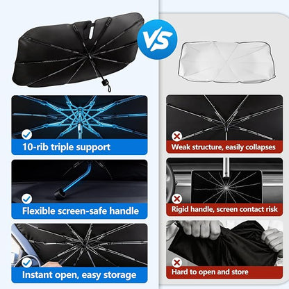 Windshield Sun Shade Car Umbrella, Protection for Travel & Outdoor Use | Foldable Umbrella Sunshade for Car Windshield, Blocks UV Rays & Insulates Heat, Universal for Sedans, SUVs, Trucks - Image 4