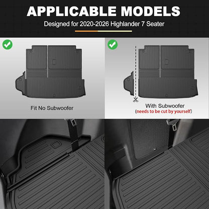 Floor Mats for Toyota Highlander 7-Seat 2020-2026 Cargo Mat Seat Back Mats | 7PCS. Laser-Measured Custom Fit. Odorless & Waterproof. All-Weather Protection. Easy to Clean. 2-in-1 Cargo Liner. TPE - Image 3