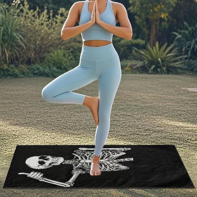 Funny Skeleton Towel Seat Covers for Cars Front Seat Towel Cover | Skull Skeleton Sweat Seat Cover Protector Universal Non Slip Waterproof Sweat Protector with Storage Bag for Yoga Beach Gym - Image 4