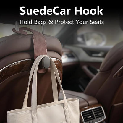Purse Hook for Car Seat Headrest, Suede Car Purse Hook, Heavy Duty Car Hook Organizer for Handbags, Grocery Bags & Backpacks, Universal Car Hooks for SUV Truck Interior(Brown,2pcs) - Image 3