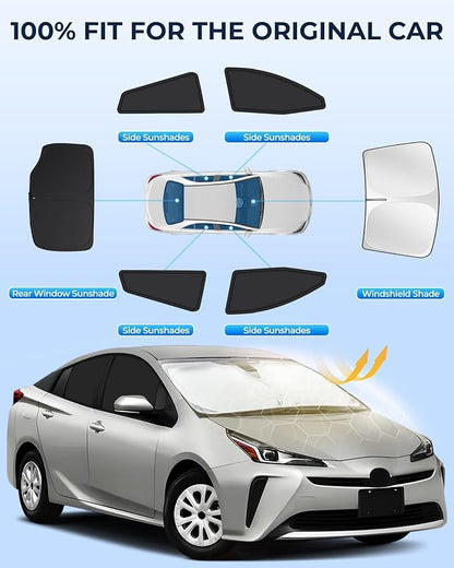 for Toyota Prius 2016-2022(NOT for Prius C or V) Car Window Shades, 6Pcs | Privacy Sun Shade Set for Front Windshield Side and Rear Windows, Keeps Vehicle Cool for Camping Napping - Image 6