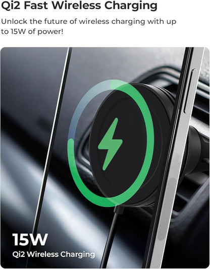 iOttie Velox Qi2 Mini Wireless Charging Car Mount - MagSafe Compatible Air Vent Phone Mount with 15W Charging for Qi2-enabled Smartphones Including iPhone 12,13,14,15,16 and 17. Car Charger Included. - Image 2