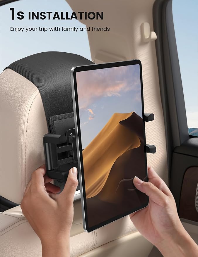 Lamicall 2 Pack Tablet Holder for Car Headrest, Thick Case Friendly | 360° Rotation, Car Tablet Mount for Backseat, Road Trip Essentials for Kids, for iPad Pro, Galaxy, Fire HD, 6.1-13" Tablets - Image 5