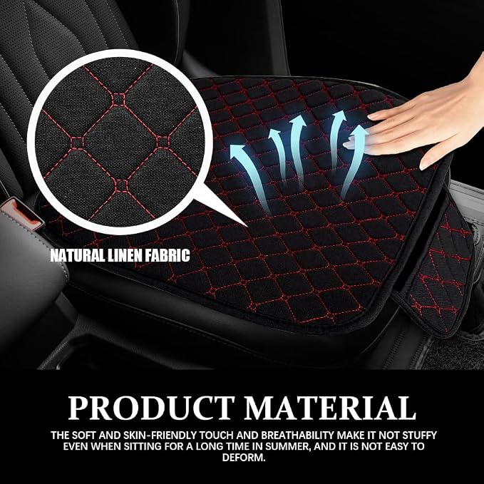 Leather Front Car Seat Cover, Anti-Slip Car Seat Bottom Covers, Full Wrapped Bottom Seat Protectors with Storage Pocket, Universal Comfortable Seat Cushion Fit Vehicles SUVs Trucks (K2-Black Red) - Image 5