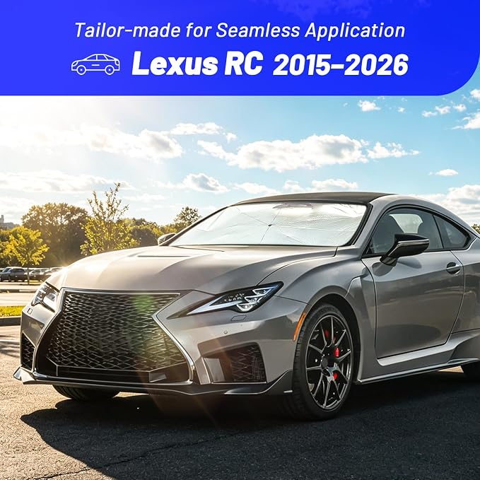 Windshield Sun Shade for Lexus RC 2015-2026, Foldable Umbrella Sunshade | Custom Fit Car Sun Visor with 360° Rotating Shaft, UV Protection Heat Shield Sun Blocker Heat Reflector and Easy Storage - Image 2