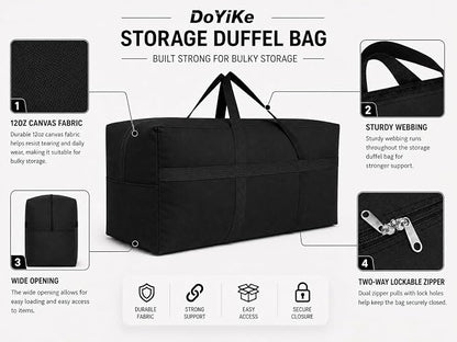 DoYiKe Extra Large Canvas Storage Duffle Bag, Duffel Bag for Travel Black 280L - Image 6