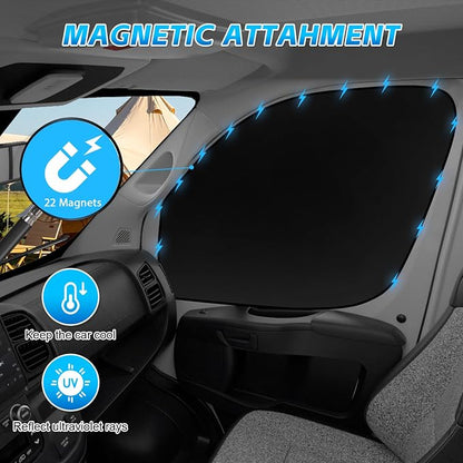 2 Pcs Magnetic Side Window Sun Shade for Ram ProMaster 14-26 | Fits ProMaster 1500 2500 3500, Easy Magnetic Install, Blackout Privacy Cover for Van Life Camper, Insulated, Foldable - Image 3