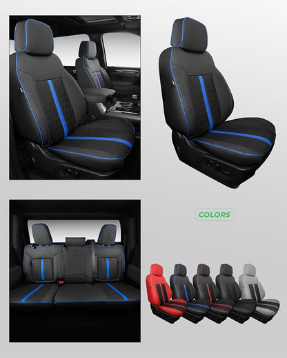 RIDEPOSH Custom Fit Seat Covers for Silverado/Sierra 1500 2019-2026 CrewCab | Fits 2500/3500HD 2020-2026, with Rear Armrest/Seatback Storage, Faux leather, Protective, Scratch-resistant, Easy-clean - Image 9