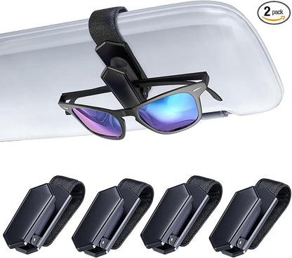 Veharvim One-Handed-Operation Sunglasses Holder for Car, Visor Sunglass Holder Clip, Car Accessories Interior, Universal Fit Silicone Padded Visor Sunglass Holder Car, Unmatched Durability (4 Pack) by Veharvim