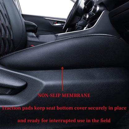 coverdream Full Set Leather Seat Covers for 2014-2019 Toyota Corolla L,LE,LE Eco Plus,LE Plus,Fully Covered,Airbag Compatible Waterproof Car Seat Protector(Red/Black) - Image 3