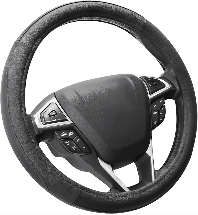 SEG Direct Car Steering Wheel Cover for F150 Tundra Range Rover 15.5"-16" | Large Size 39.5-41cm for Car Truck SUV, Microfiber Leather, Anti-Slip Grip, Auto Interior Accessories, Black - Image 8