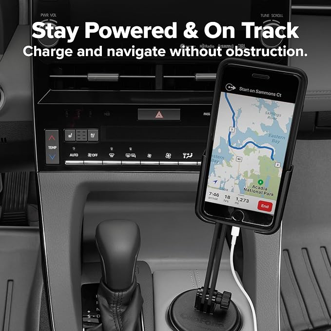 WeatherTech CupFone with Extension – Adjustable, Universal Cup Holder Cell Phone Mount Car & Truck Accessory – Best Design for iPhone & Smartphone Charging – Forest Green Metal Knobs - Image 8