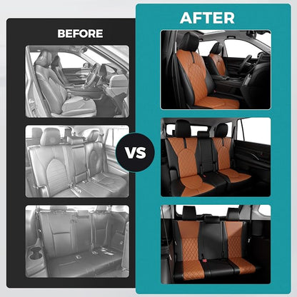 Custom Seat Covers for Toyota Grand Highlander 2024-2026 8 Seats | black brown, faux leather, 2nd row 40/60 split bench, waterproof, breathable, airbag compatible, stain resistant - Image 7