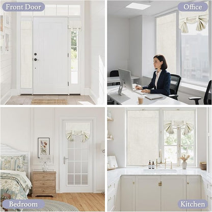 RYB HOME Classroom Door Window Cover, 100% Blackout Lockdown Shades | Linen Textured, Block Views, Privacy Sidelight Blids, For Glass Door School Office Nursery, W12 x L40, Beige, 1 Panel - Image 9