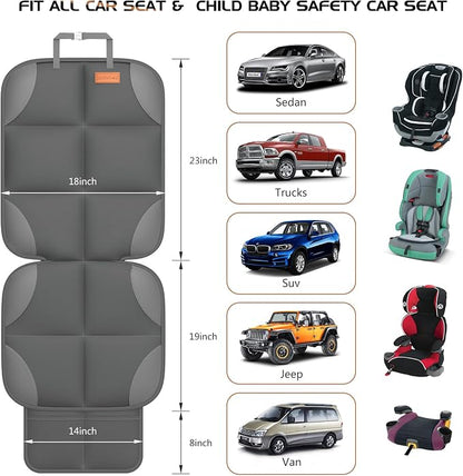 SMART ELF 2 Pack Car Seat Protector - 600D Fabric Waterproof (Dark Gray) | Baby/Pets for Child Car Seat with Thicily Padded and Non-Slip Backing Mesh Pockets, Universal Size - Sedan SUV Truck - Image 2