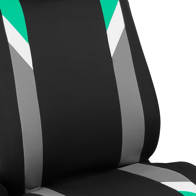 FH Group Premium Modernistic Flat Cloth Car Seat Covers – Universal Fit, Washable Seat Covers for SUV Sedan Van, Mint, Full Set - Image 3