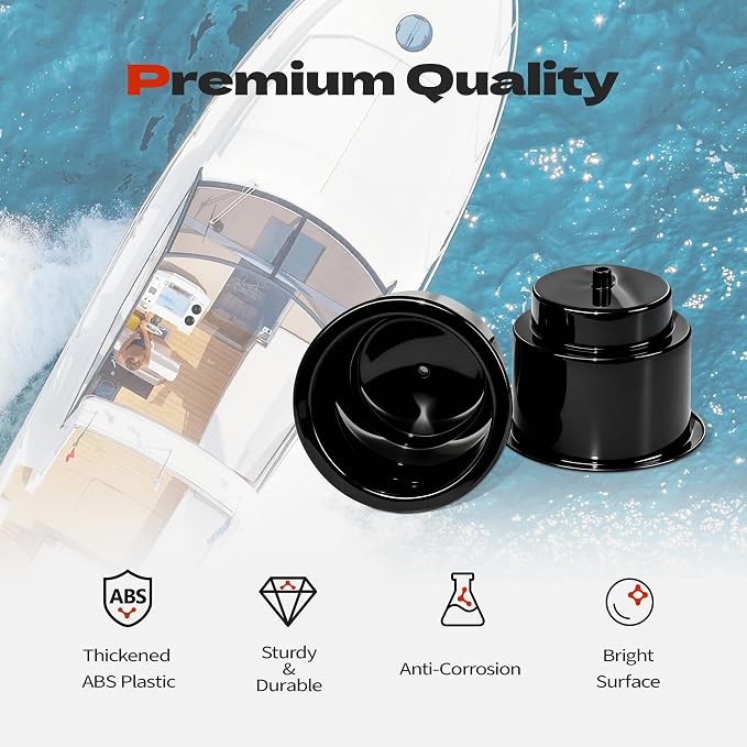 4 PCS Boat Cup Holder Insert, Marine Cup Holder for Boat, Boat Cup Holders Replacement with Drain for Pontoon Boats, Deck, Car, RV, Camper (Black) - Image 4
