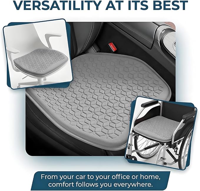Gel Car Seat Cushion, Breathable Non-Slip Automotive Chair Mat Cover Protector for Driving, Comfortable Vehicle Interior Front Seat Chair Cushion Accessories, Universal Fit (Gray) - Image 4