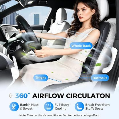 Coverado Cooling Car Seat Cover, 12V-24V Ventilated Front Seat Cushion for Car, 3-Speed Adjustable Seat Cover for Summer Driving Seat, Universal Fit for Car SUV Truck Van - Image 4