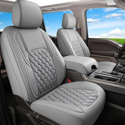 Huidasource Tacoma Front&Back Seat Covers, Gray Leather Car Seat Cushion Cover Accessories Fit for 2016-2023 Double & Crew Cab Toyota Tacoma SR SR5 Limited TRD Sport/Pro/Off Road(Full Set/Gray) by Huidasource