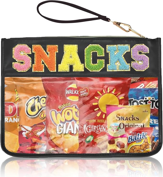 Siwara Snack Bags Clear Pouch Travel Makeup Bag Chenille Letter Bags for Zipper Pouch Clear Cosmetic Bag Clearly Tote Bag Makeup Travel Bags for Women - Image 6