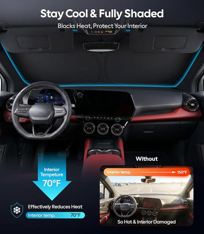 Wigoo for Chevrolet Blazer Windshield Sunshade, Custom Fit, Keeps Cool | Custom Fit, Cooling Tech Fabric, Foldable Heat-Blocking Sunshade with Storage Bag, for Chevrolet Blazer 2019-2026 Accessories - Image 2