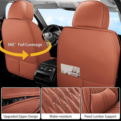 WELLDO Car Seat Covers, 5 Seats, Brown | Waterproof, Scratch-Resistant, Breathable & Easy to Clean, Universal Fit for SUV Sedan Truck, Full Set - Image 3