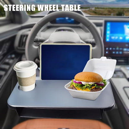 Steering Wheel Tray - 2 in 1 Car Seat Gap Filler Organizer, Multipurpose Table Tray for Eating, Drinking, Laptop - Image 2