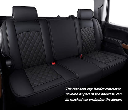 Seat Covers Chevy Chevrolet Silverado GMC Sierra 2007-2026 1500 2500HD | Aierxuan 3500HD Truck Pickup Waterproof Leather Protectors Custom Fit Trail Boss Z71 Crew Double Extended Cab Full Set Black - Image 3