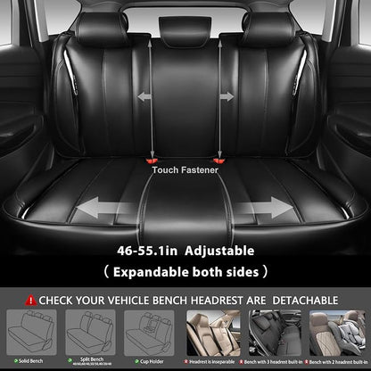 CAR PASS Ultra+ Nappa Patent Leather Car Seat Covers Full Set Universal Cushioned,Soft Breathable Waterproof Anti-Slip Driver Seats Backrest for SUV Pick-up Truck Sedan,5 Seats Aether Lustre All Black - Image 8