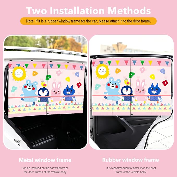 LEIWOOR 2-Pack Magnetic 2 Layers UV Protection Car Window Shades for Baby | Privacy full/half shade car back side window shades with net pocket, breathable heat block curtain for truck van sedan SUV - Image 6