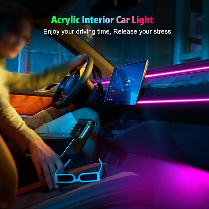 Acrylic Interior Car Lights, AMKI Car LED Strip Light with APP Control, Accessories Car Ambient Light Kit with RGB 14 in 1 and 175 inches 593 LEDs, 16 Million Colors Music Active Neon Lighting - Image 7