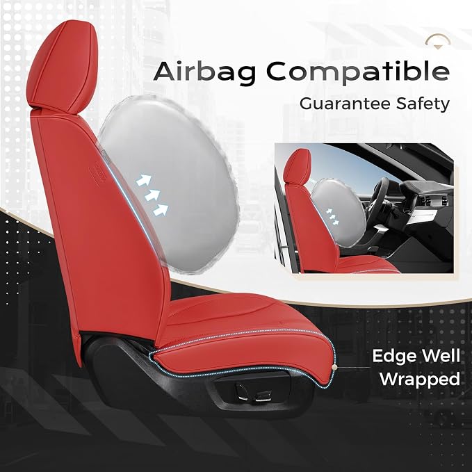 Coverado Car Seat Covers with Lumbar Support, Front Covers for Cars, Universal Automotive Seat Cover, Waterproof, Leather Car Seat Cushion, Interior Seat Protectors for Most Cars - Image 3