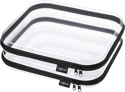 YQBRAO Clear Hard Shell Storage Organizer Set, 2-Pack, Black | Two large rigid PET organizers for electronics, travel, office and everyday organization by Unknown