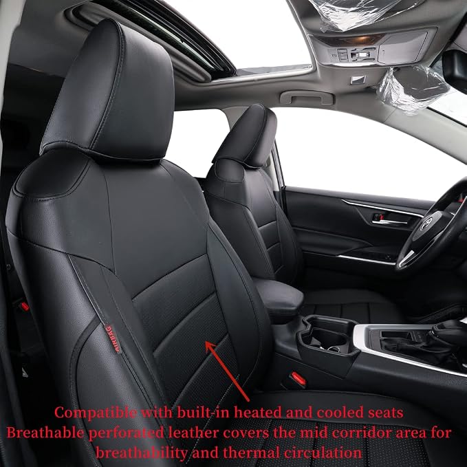 coverdream Full Set Leather Seat Covers for 2014-2019 Toyota Corolla L,LE,LE Eco Plus,LE Plus,Fully Covered,Airbag Compatible Waterproof Car Seat Protector (Black) - Image 4